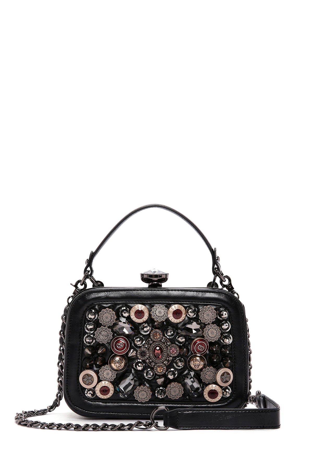 Women's Black Long Strap Stone Bag 24SBD2541TS | Derimod