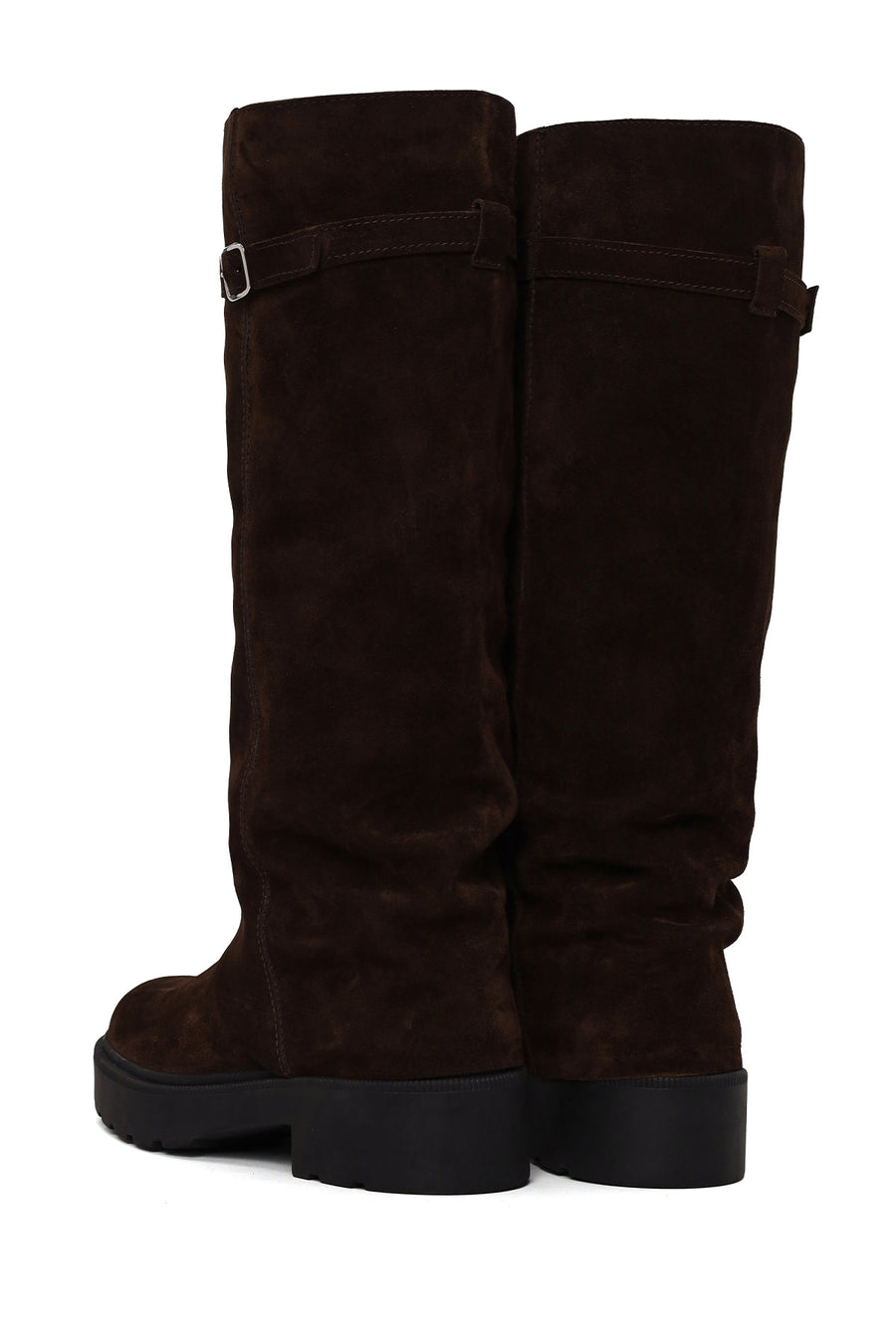 Woman Brown Thick-Soled Suede Boots
