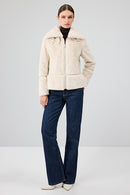 Sevilla Women's Beige Teddy Coat | Derimod