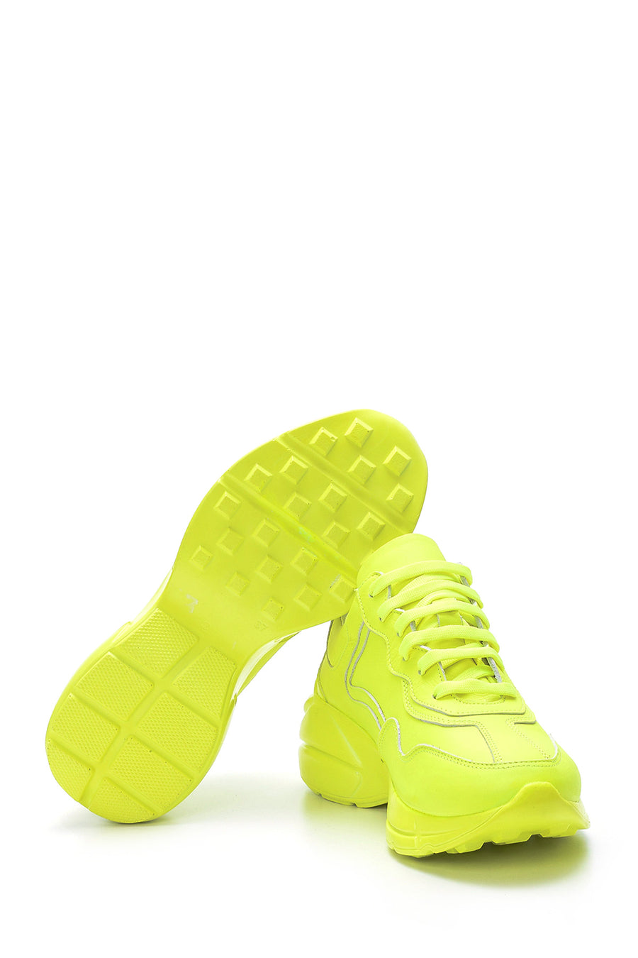 Women's High-Sole Leather Sneaker