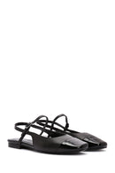 Women's Black Slingback Leather Ballerinas | Derimod