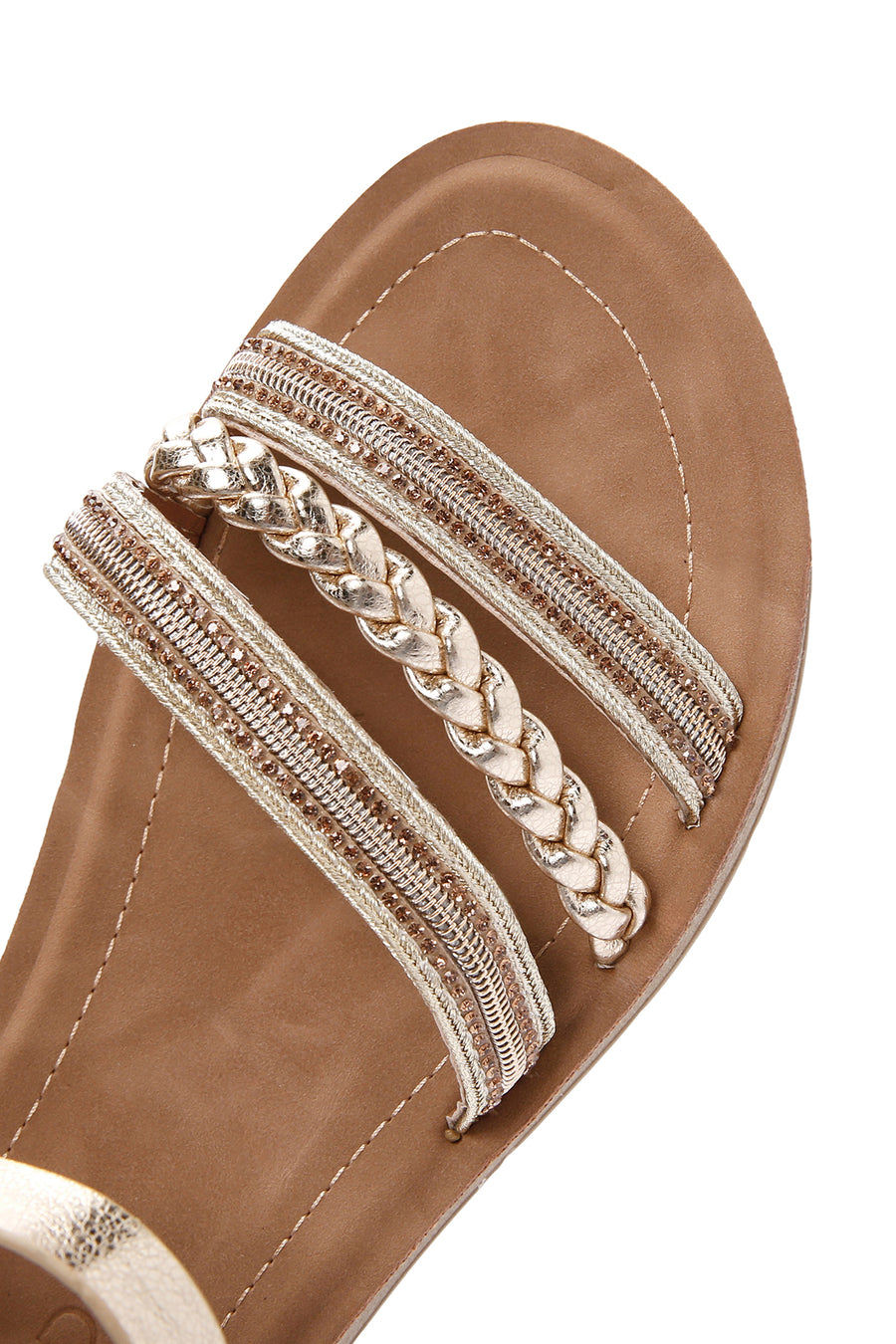 Women's Gold Ankle Strap Stone Sandals
