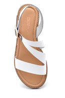 Women's White Leather Bodrum Sandals | Derimod