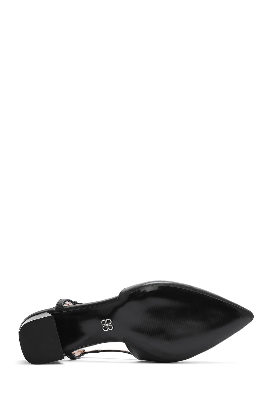 Women's Black Open-Back Heeled Leather Shoes