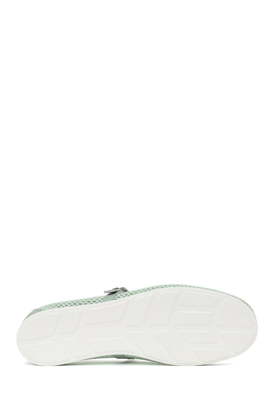 Woman Mint Green Buckled Mesh Ballerine flats