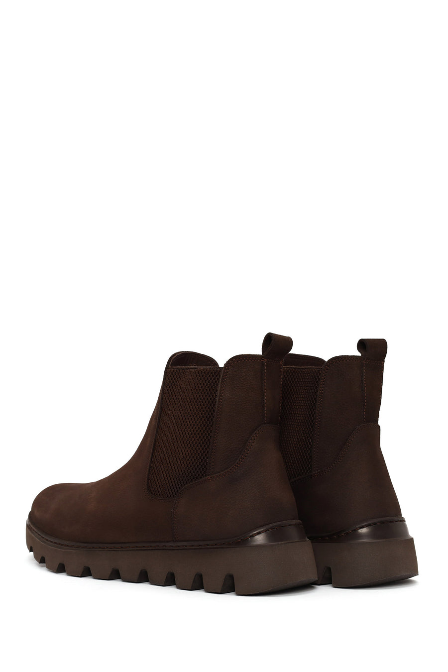 Male Brown Thick-Soled Nubuck Leather Chelsea Boots
