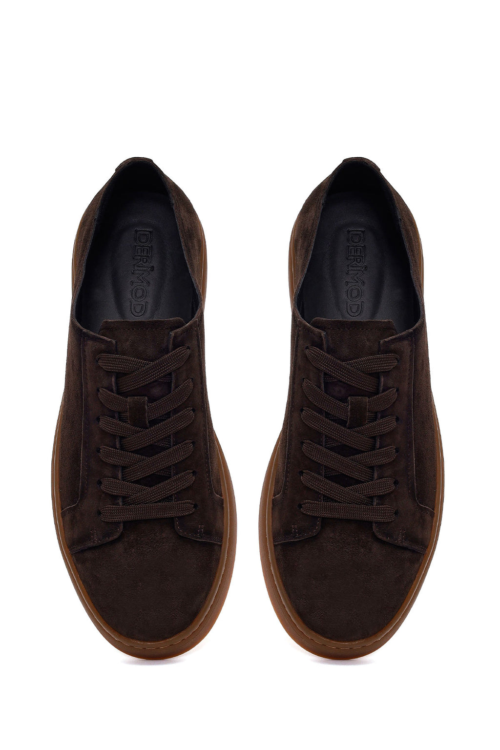 Erkek Kahverengi Bağcıklı Süet Deri Sneaker