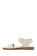 Women's Beige Leather Ankle Buckle Sandals | Derimod