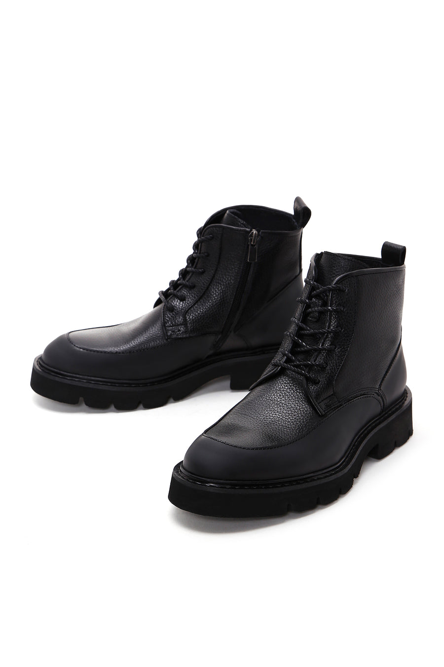 Men's Black Leather Zippered Boots