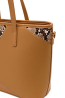 Woman Beige Long-Strap Printed Classic Shoulder Bag | Derimod