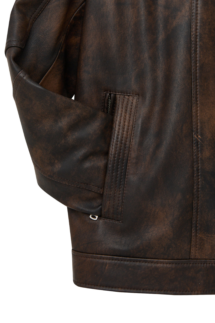 Alfred Male Brown Notched Collar Leather Coat