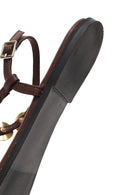 Women's Brown Metal Detailed Flip-Flop Sandals | Derimod