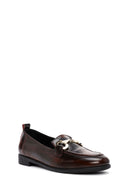 Women's Burgundy Buckle Detailed Leather Masculine Loafer | Derimod