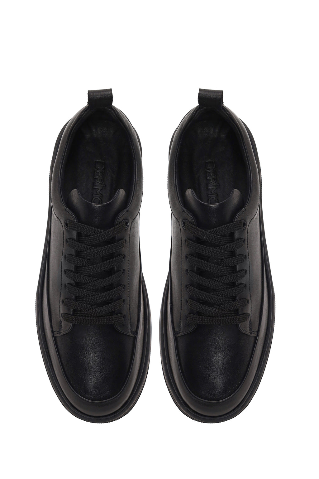 Erkek Siyah Bağcıklı Kalın Tabanlı Deri Sneaker
