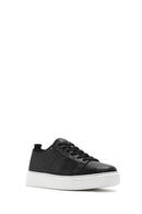 Men's Black Lace-up Thick-Sole Leather Sneaker | Derimod