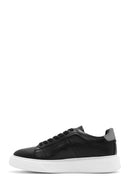 Men's Black Lace-up Thick-Sole Leather Sneaker | Derimod