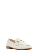 Women's Cream Leather Masculine Loafer | Derimod