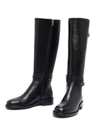Woman Black Zippered Leather Boot | Derimod