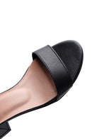 Kadın Siyah Deri Kalın Topuklu Sandalet | Derimod