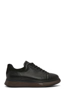 Men's Black Lace-up Thick-Sole Leather Sneaker | Derimod