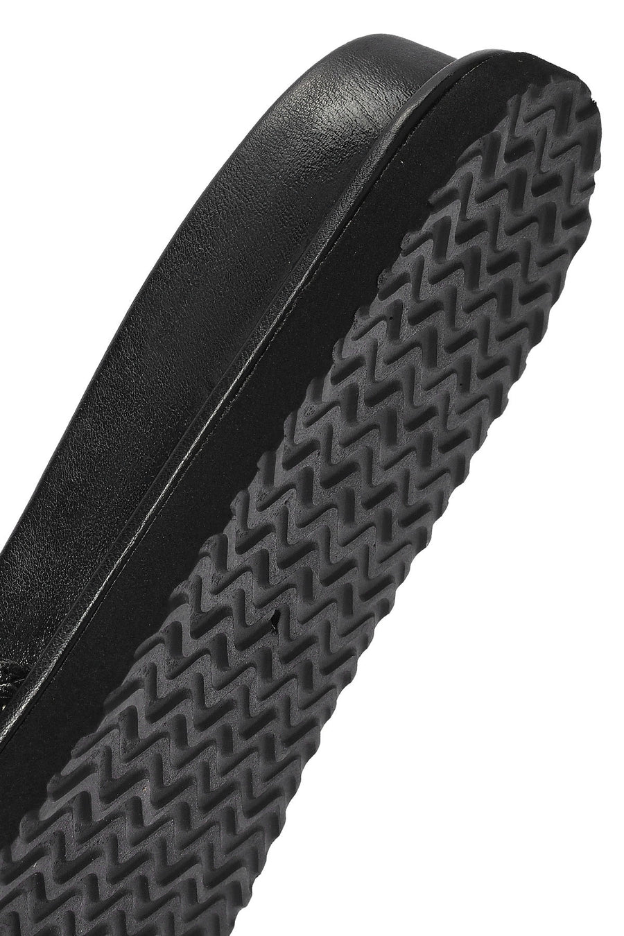 Women's Black Buckled Straw Leather Slippers