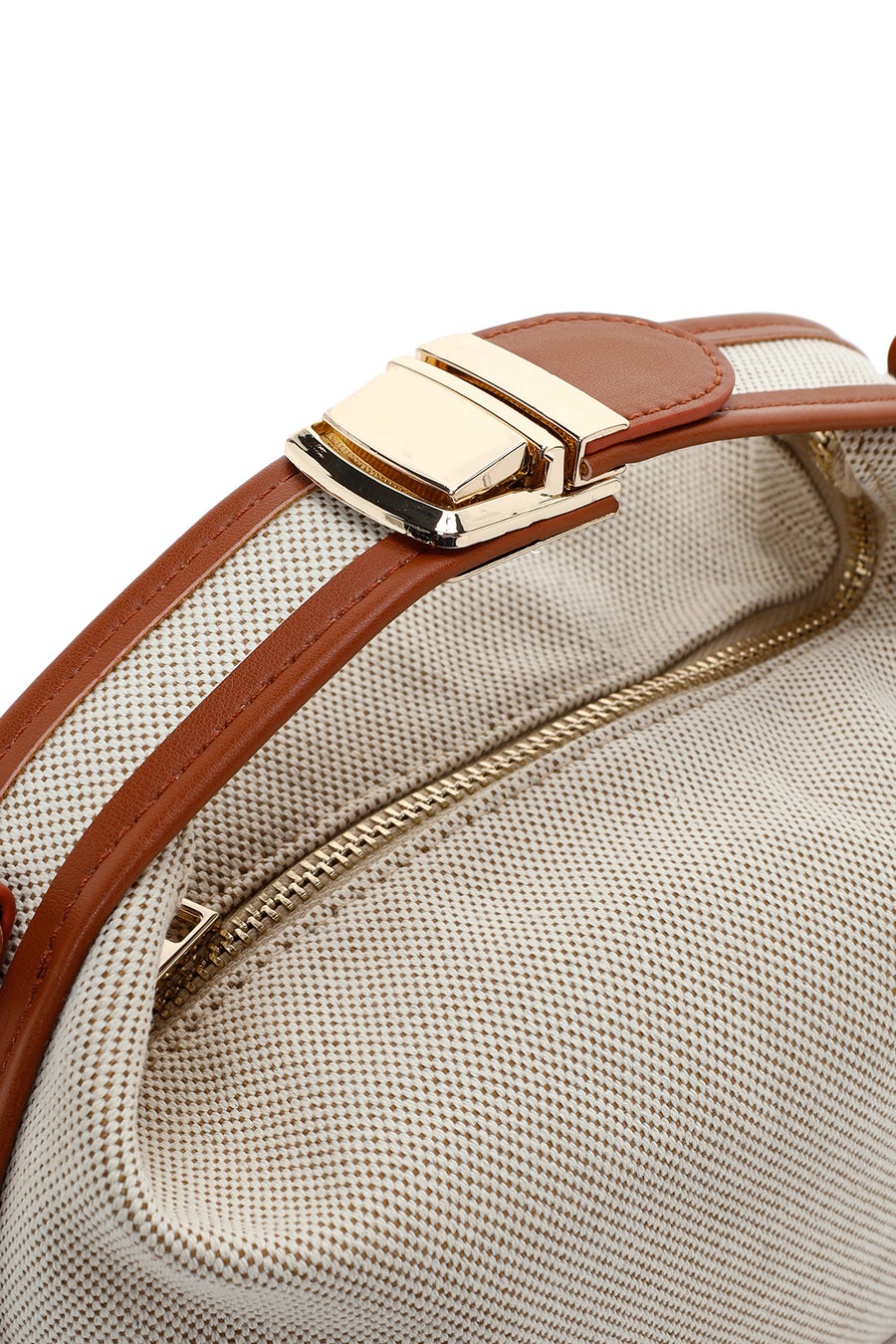 Woman Beige Long Strap Denim Mini Crossbody Bag