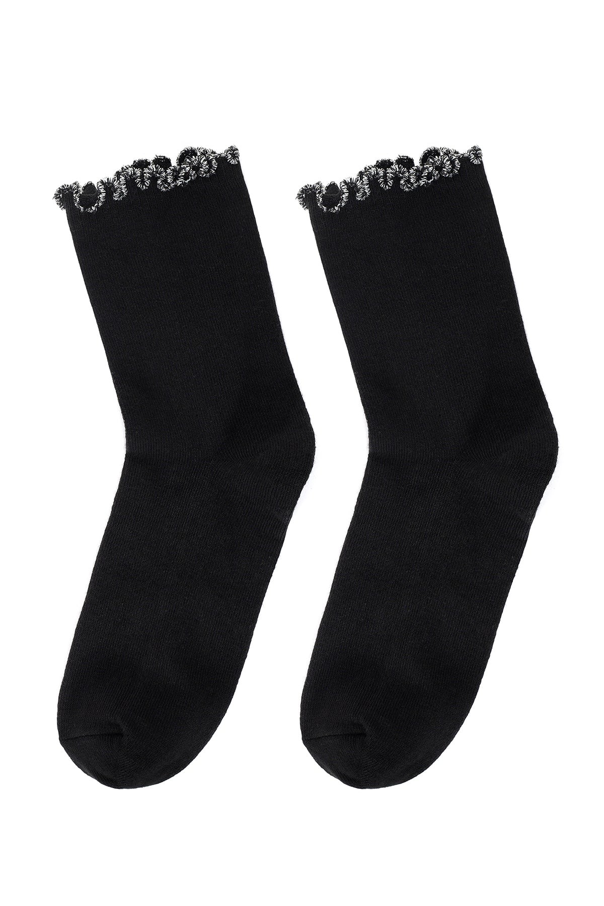 Kadın Siyah Altın Pamuk Çorap