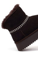 Woman Brown Thick-Soled Suede Teddy Boots | Derimod