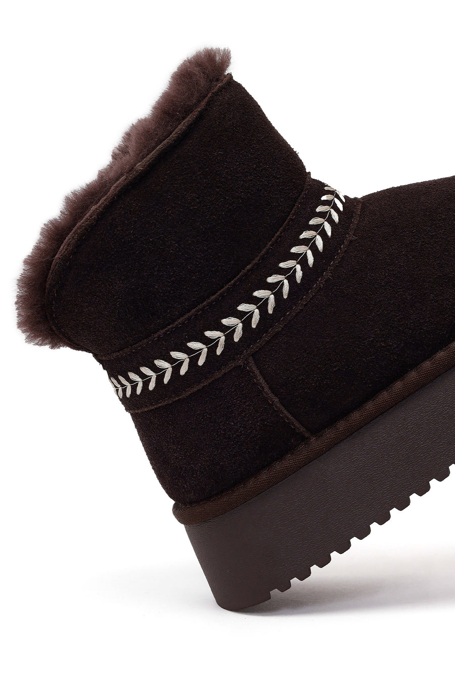 Woman Brown Thick-Soled Suede Teddy Boots