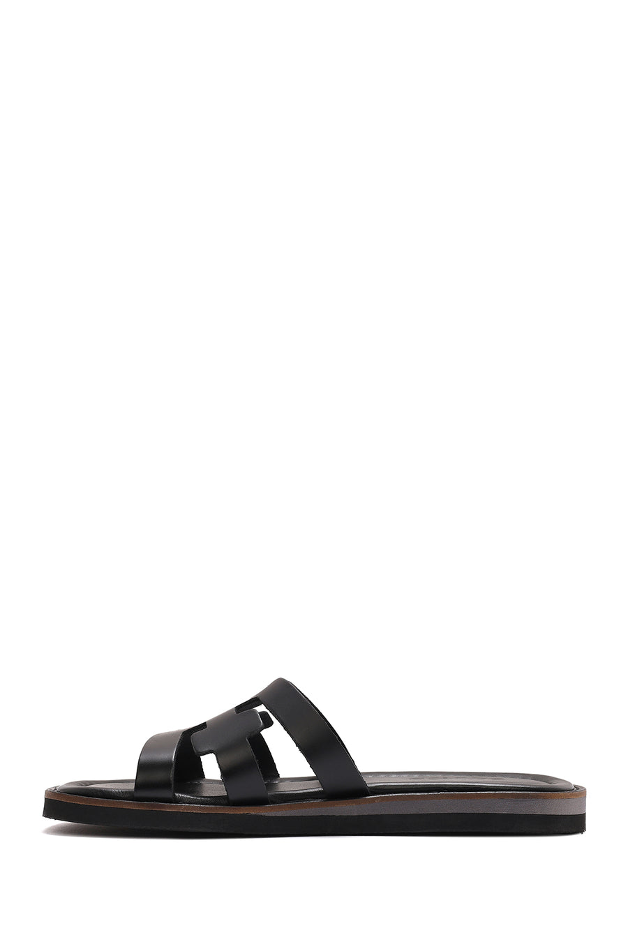 Women's Black Leather Slippers