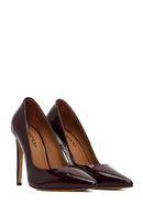 Woman Burgundy High Thin-Heel Patent Leather Leather Stiletto | Derimod