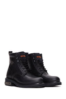 Harley Davidson Women's Black Leather Gibson Combat Boots | Derimod