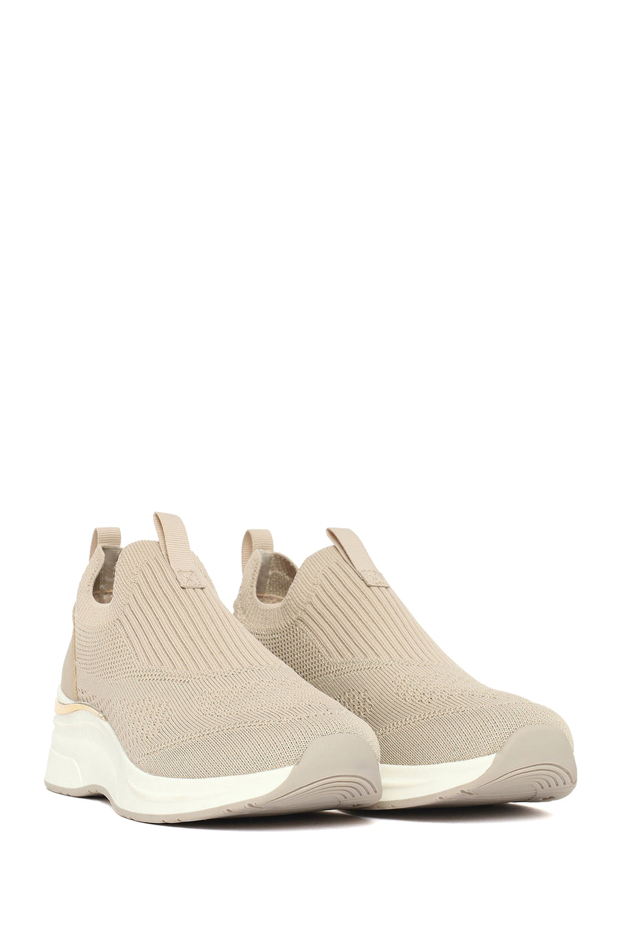 Derimod Zero Women's Beige Thick-Soled Fabric Sneakers