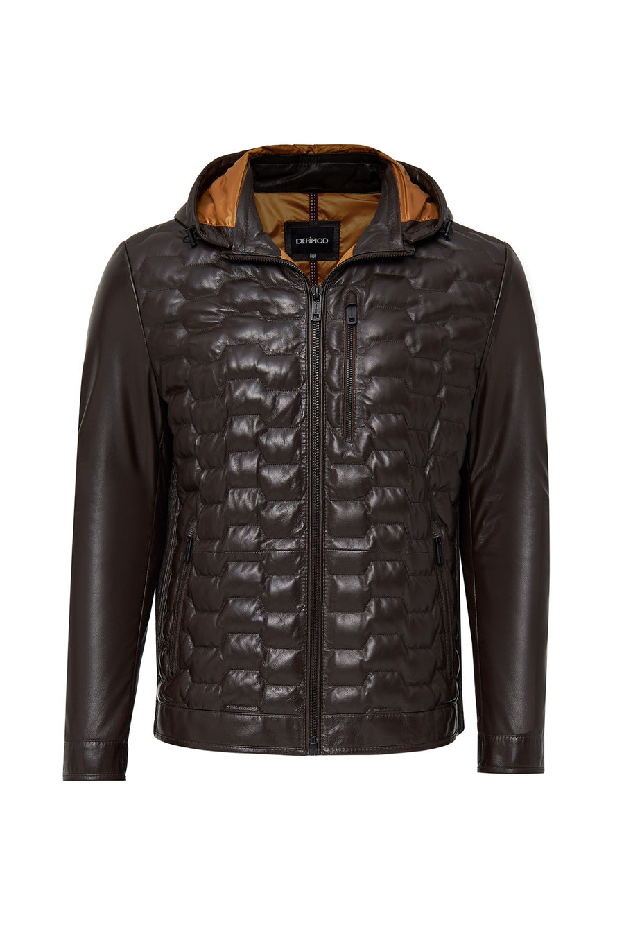 Silva Men's Brown Hooded Leather Jacket
