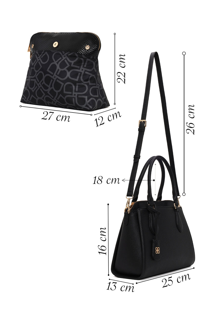 Woman Black Long-Strap Classic Shoulder Bag