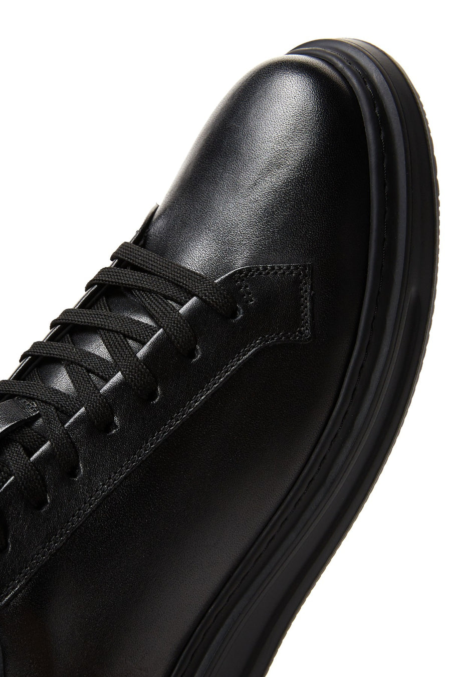 Men's Black Leather Thick Soled Sneaker