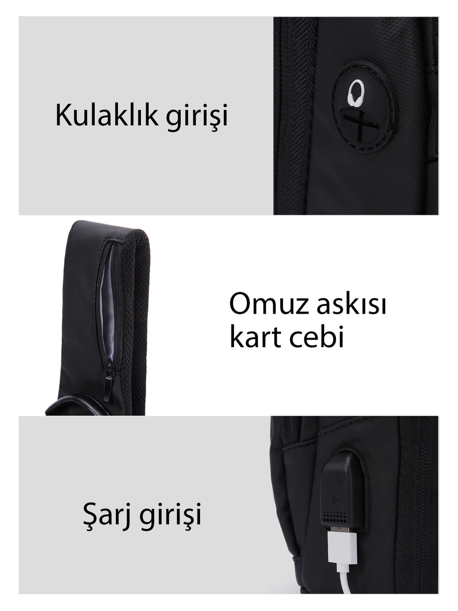 D-Pack Erkek Siyah Teknolojik Kumaş Çapraz Çanta
