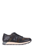 Camouflage Patterned Men's Leather Sneaker | Derimod