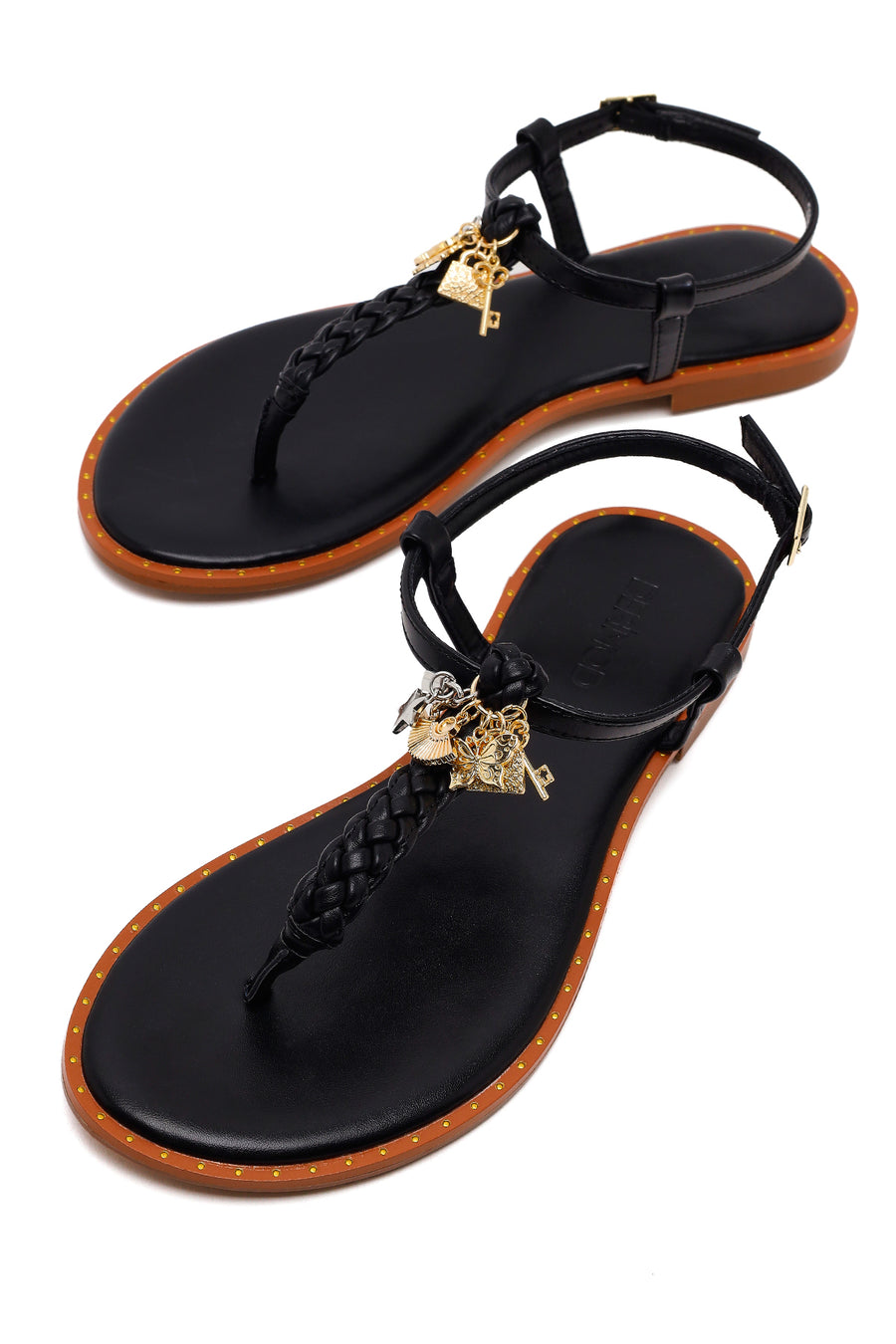 Woman Black Accessory-Embellished Toe-Post Sandals