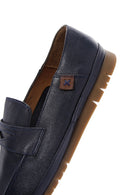 Men's Navy Blue Leather Casual Loafer | Derimod