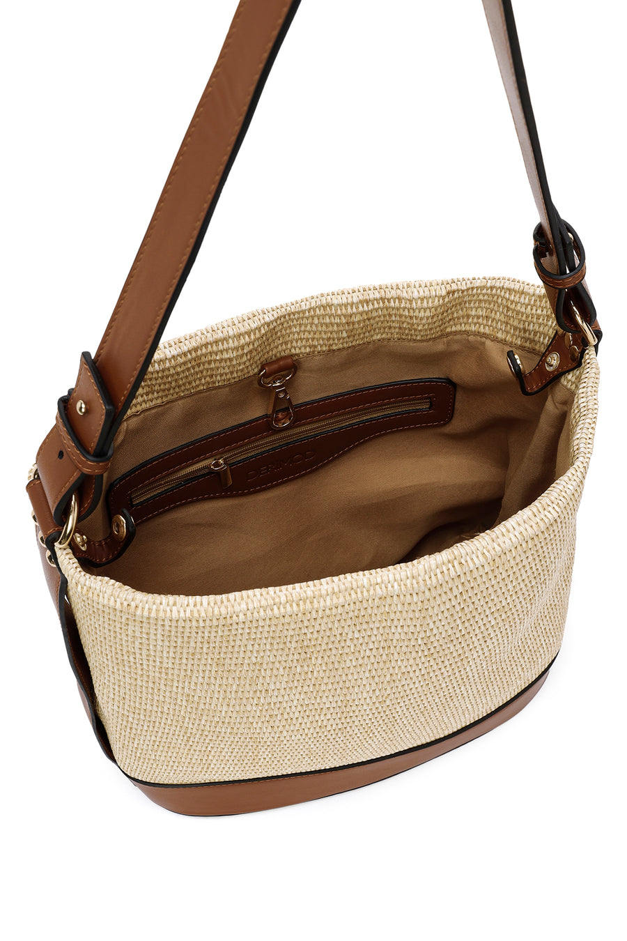 Women's Beige Straw Shoulder Bag