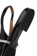 Woman Black Jeweled Open-Back Patent Leather Leather Ballet Flat | Derimod