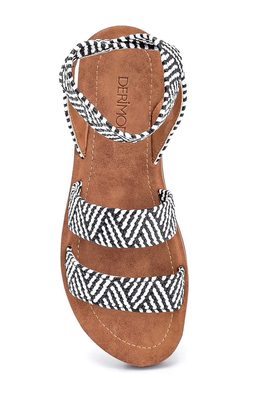 Women's Black Patterned Flat Sandals