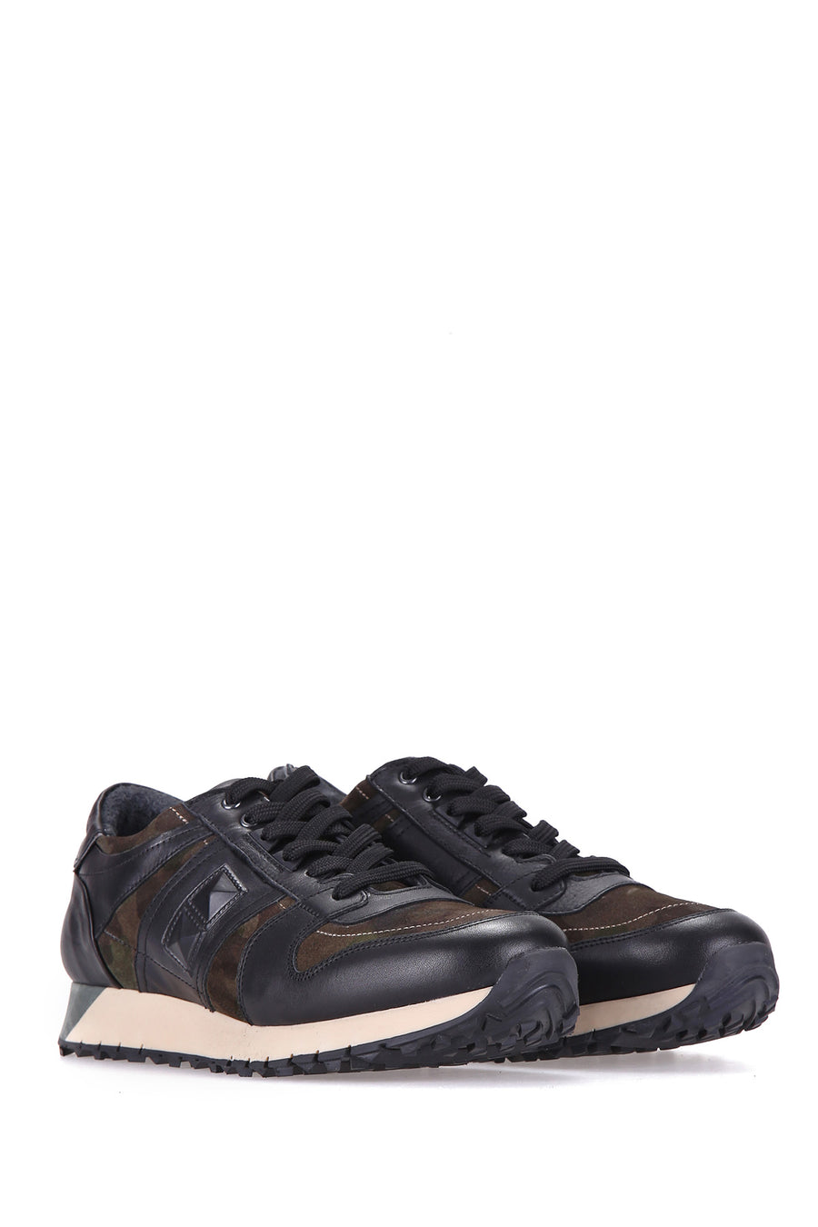 Camouflage Patterned Men's Leather Sneaker