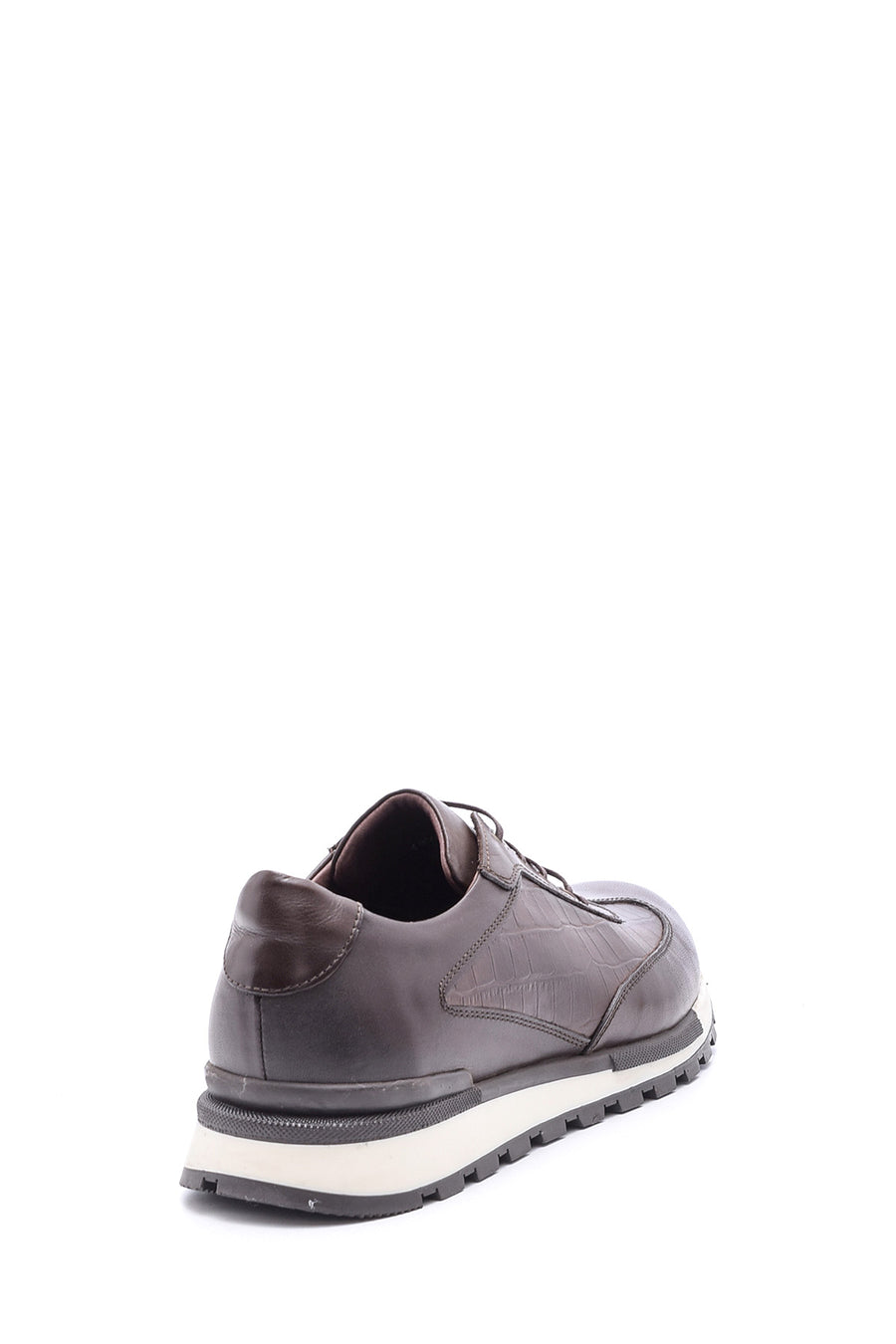 Erkek Kroko Detaylı Deri Sneaker