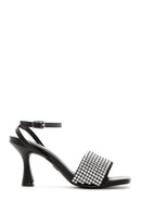 Women's Black Stone Heeled Sandals | Derimod