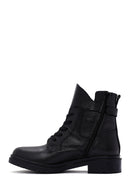 Women's Black Zippered Buckle Detailed Leather Casual Boots | Derimod