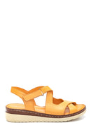 Women's Yellow Leather Comfort Sandals | Derimod