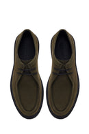 Male Khaki Lace-Up Thick-Soled Nubuck Leather Casual Shoes | Derimod