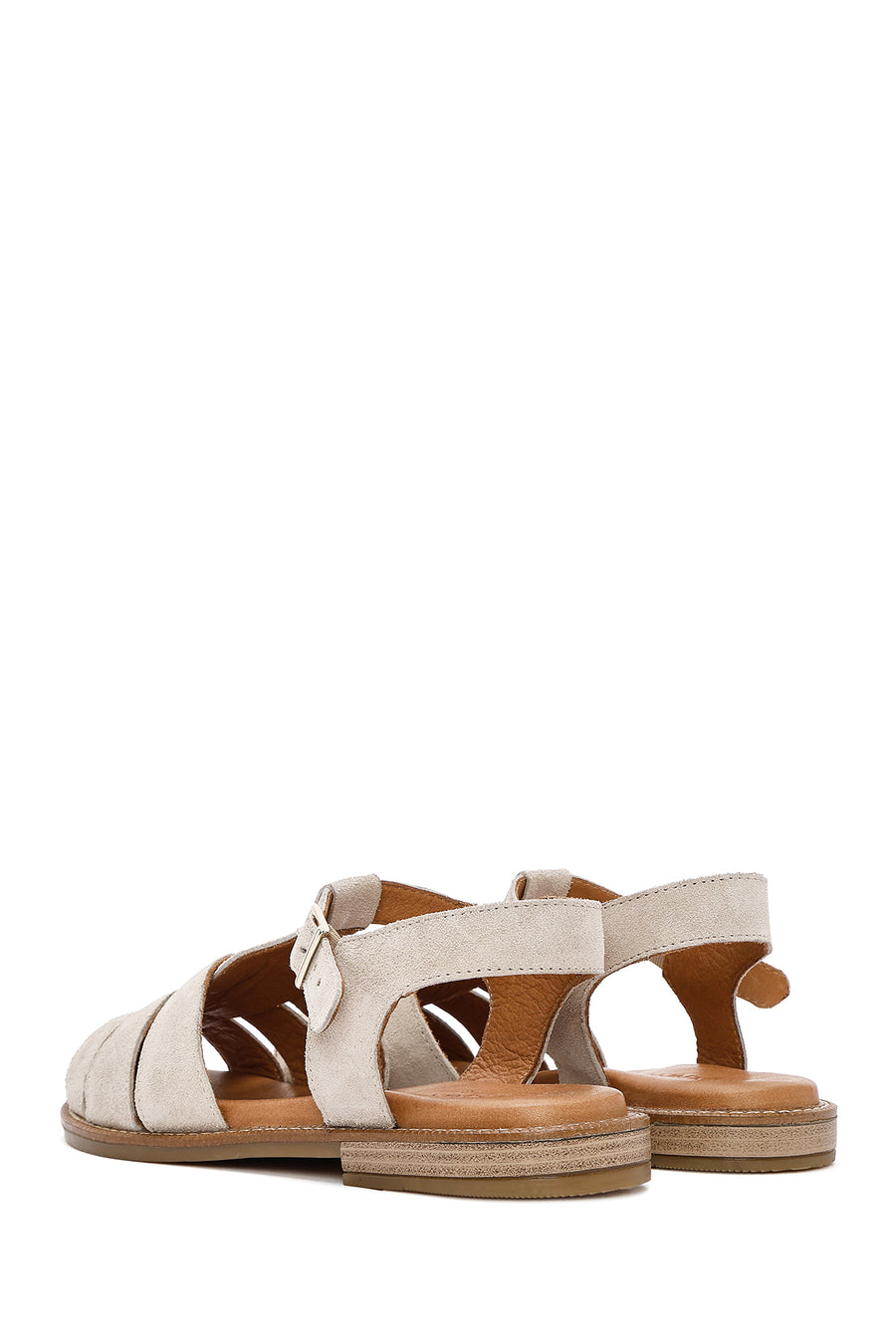 Women's Mink Suede Leather Sandals with Buckle Ankle